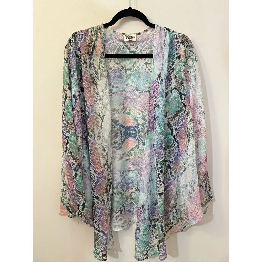 Show Me Your Mumu Felicity Snakeskin Print Tie Front Kimono Top Blouse S